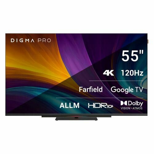 DIGMA PRO UHD 55C, 4K Ultra HD, черный, смарт ТВ, Google TV