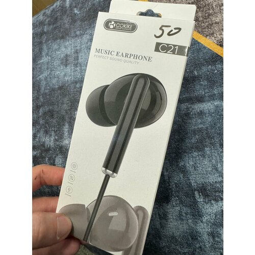 Проводные наушники капельки с микрофоном Cokike C21 95 Дцб 130см 16 Ом разъем 35мм для старых телефонов магнитолы радио MP3-плеера VR-оч 588₽