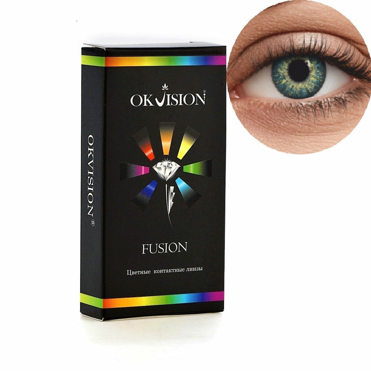 Цветные контактные линзы OKVision Fusion Azure, -2.50