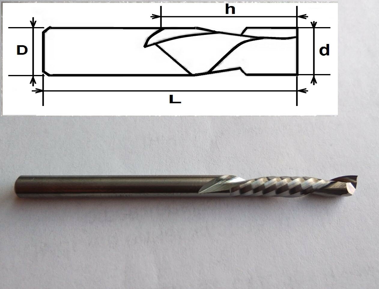 Компрессионная однозаходная фреза 1FH 422 d-4/ h-22/ D-4/ L-55. X series для ЧПУ станка.