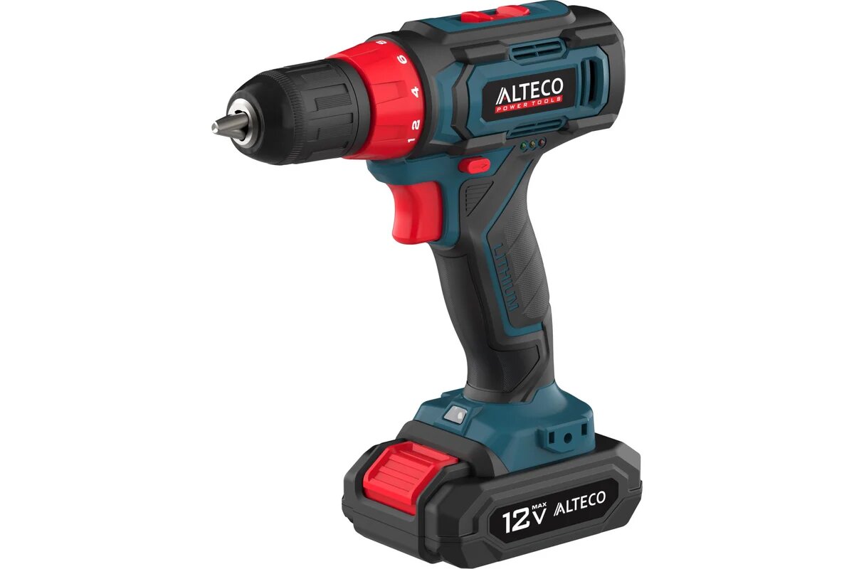 Дрель-шуруповерт ALTECO CD 12-25, быстрозажимной патрон, 3 скорости, LED-подсветка, в кейсе