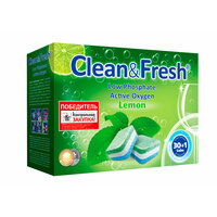 Таблетки для посудомоечной машины Clean & Fresh All in 1, Lemon, 30 шт., 0.6 кг, коробка