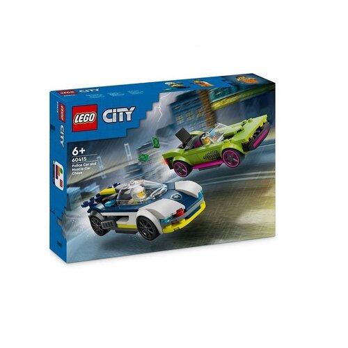 LEGO City 60415 Погоня на полицейской машине и маслкаре, 213 дет. демо наборы lego city 4441 4437 фургон для полицейских собак полицейская погоня в пластиковом футляре