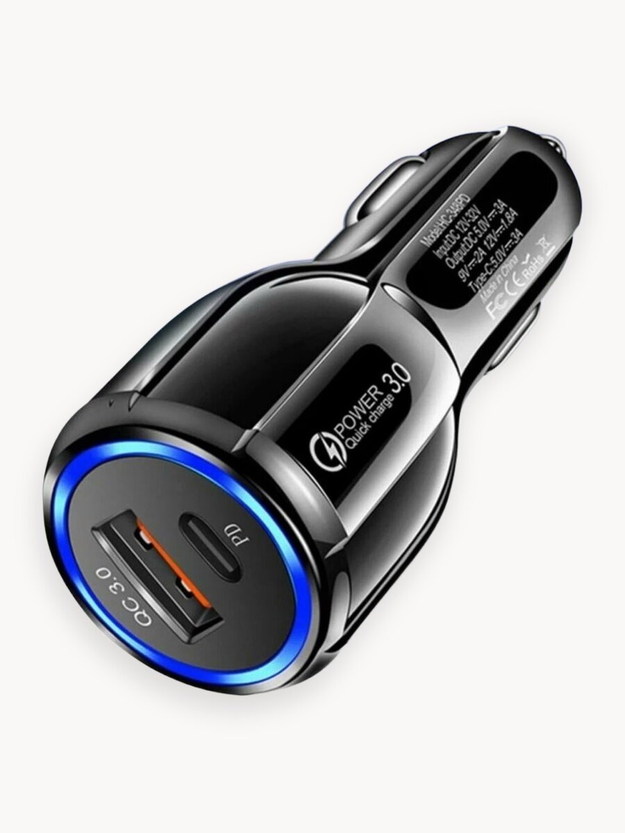 Автомобильное зарядное устройство Type-C 30W для телефона в прикуриватель, автомобильная зарядка для телефона