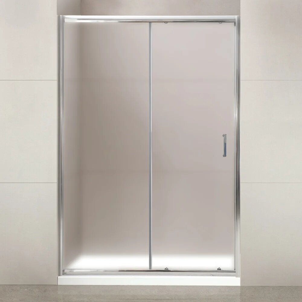 Душевая дверь в нишу BelBagno Формат (Uno) 195 BF 1 155 P Cr стеклянная, раздвижная, одностворчатая, 155 см, текстурная, профиль хром, глянцевый, алюминиевы