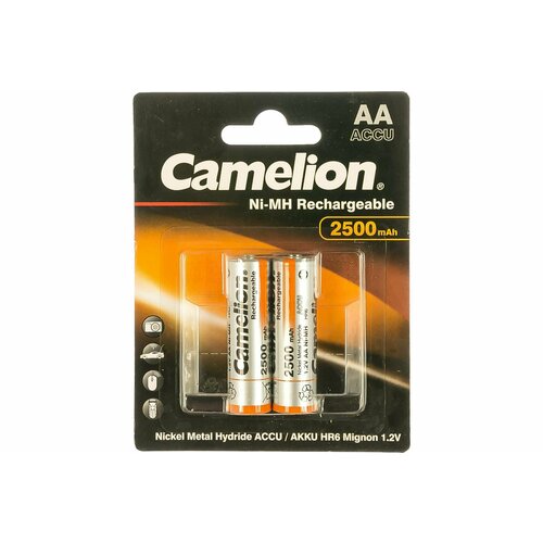 Батарейки-аккумулятор Camelion AA-2500mah Ni-MH BL-2 2 шт. camelion d 10000mah ni mh bl 2 аккум р 1 2в 6185