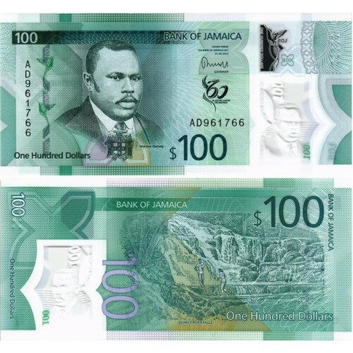 Ямайка 100 долларов 2022. 60 лет независимости, полимер