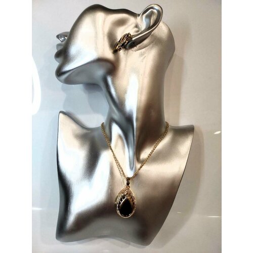 фото Комплект бижутерии артемида: цепь, подвеска, серьги, изумруд синтетический, серебряный, мультиколор servig