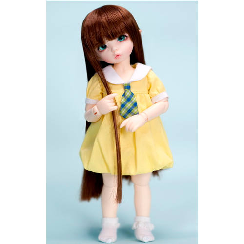 Fairyland Wig LFW-21 (Длинный прямой парик с чёлкой: цвет светло-коричневый размер 6-7 дюймов для кукол LittleFee Фейриленд)