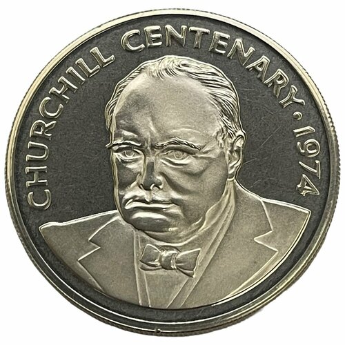 Каймановы острова 25 долларов 1974 г. (100 лет со дня рождения Уинстона Черчилля) (Proof) клуб нумизмат монета 5 долларов соломоновых островов 2007 года серебро елизавета ii