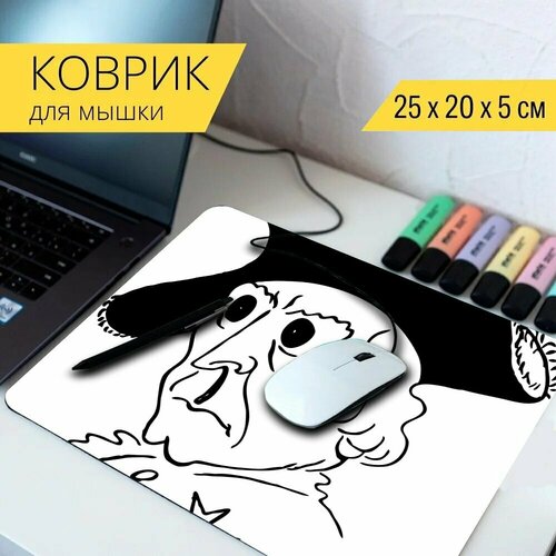 Коврик для мыши с принтом Полковник, фредерик, голова 25x20см.