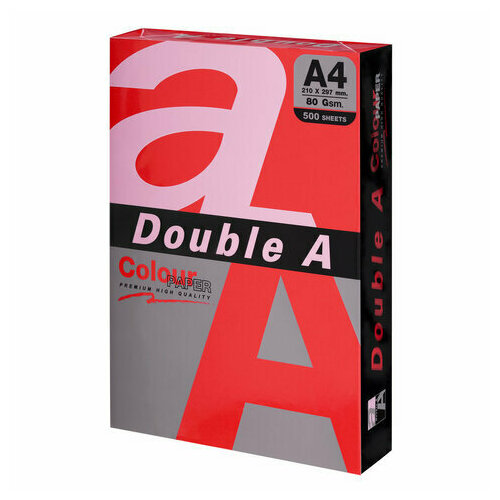 Бумага цветная DOUBLE A, А4, 80 г/м2, 500 л, интенсив, красная бумага цветная double a а4 80 г м2 500 л интенсив красная 115124