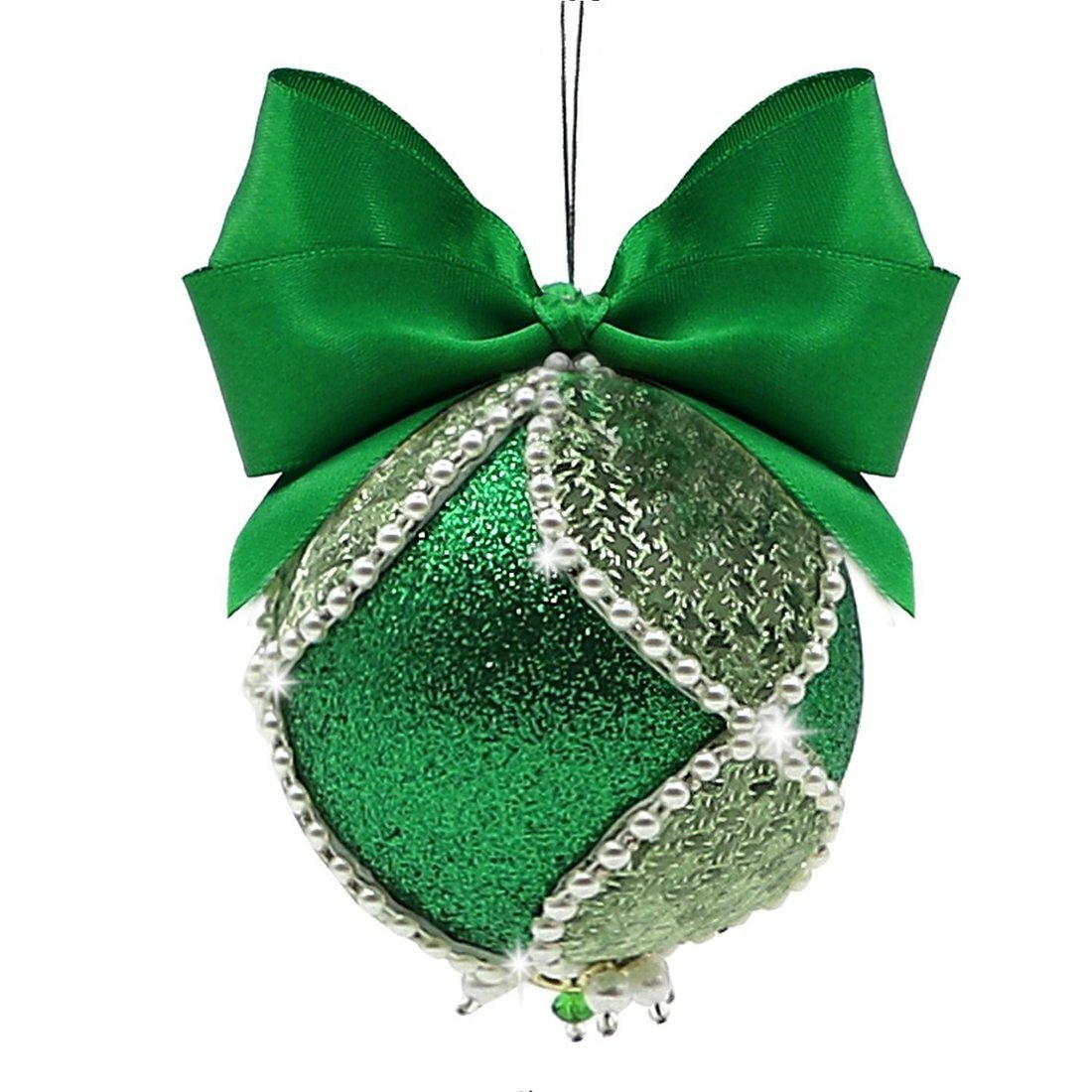 Елочная игрушка из фоамирана Волшебная мастерская Новогодний шар зелено-серебряный, в коробке