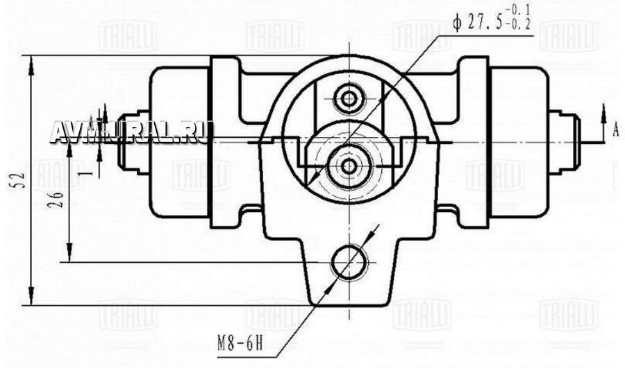 TRIALLI CF1846 Цилиндр тормозной VAG Transporter T4 90- задний d=20.64 мм Trialli