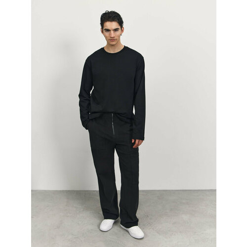 фото Брюки gate31 шон с акцентной молнией, размер l, черный