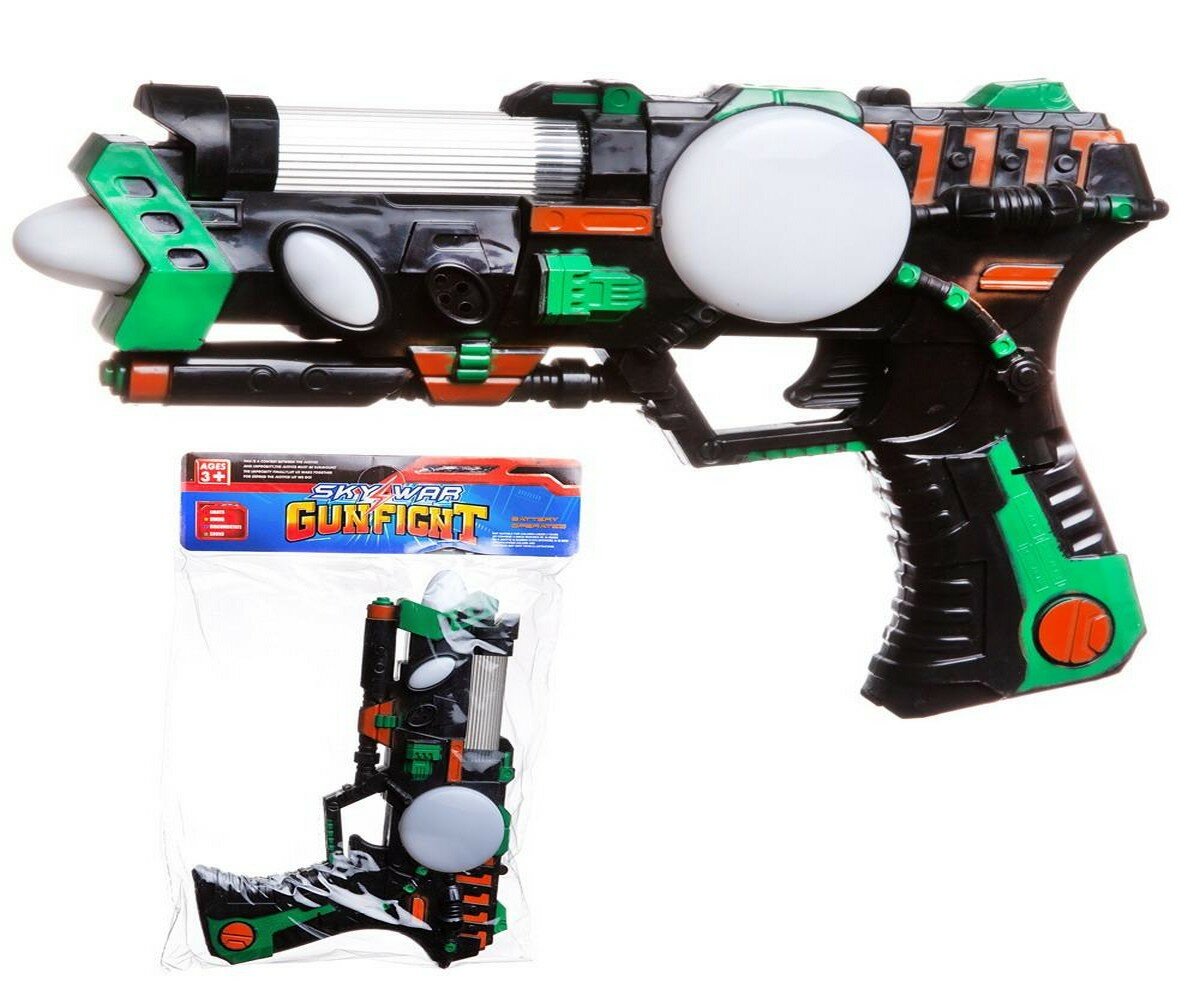 Бластер космический Junfa toys 366Н, черный/зеленый/оранжевый