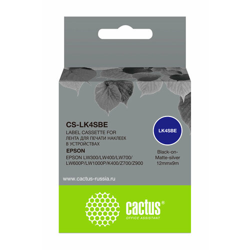 Картридж ленточный Cactus CS-LK4SBE черный для Epson LW300LW400LW700LW600PLW1000P