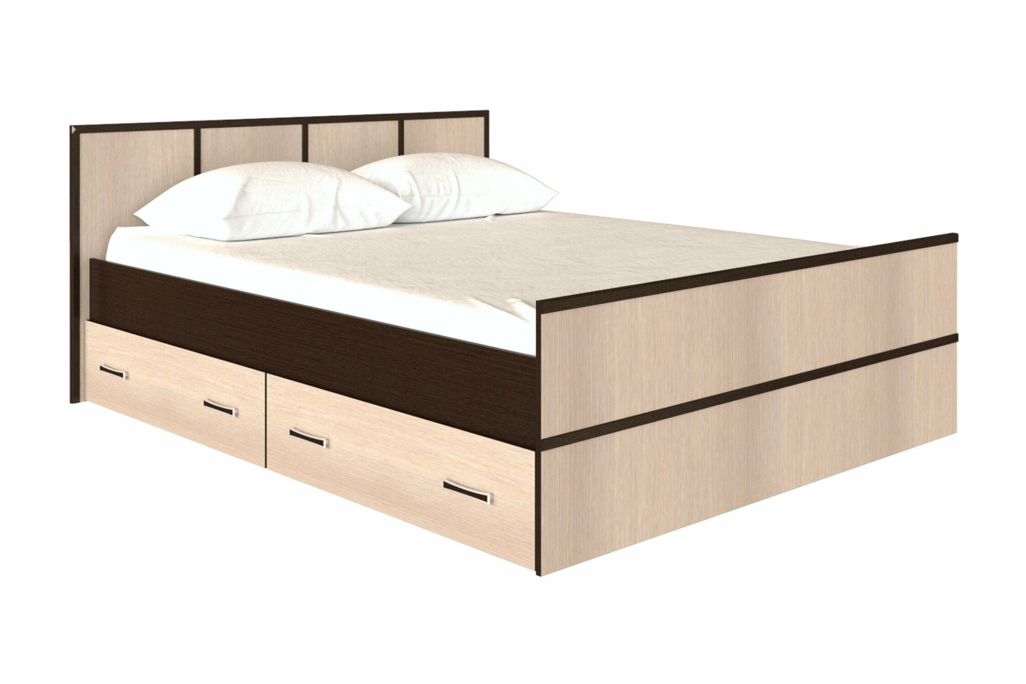 фото Кровать BTS Сакура с основанием ЛДСП венге / лоредо 203.4х175х86 см