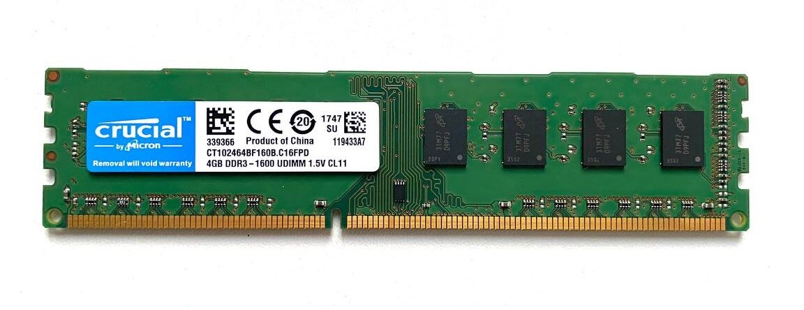 Оперативная память Crucial DDR3 4gb 1600 1.5v UDIMM CL11 для ПК — фото 1