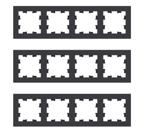 Рамка 4-постовая, универсальная, Schneider Electric/Systeme Electric AtlasDesign, карбон(чёрный матовый) ATN001004 (комплект 3 шт.)