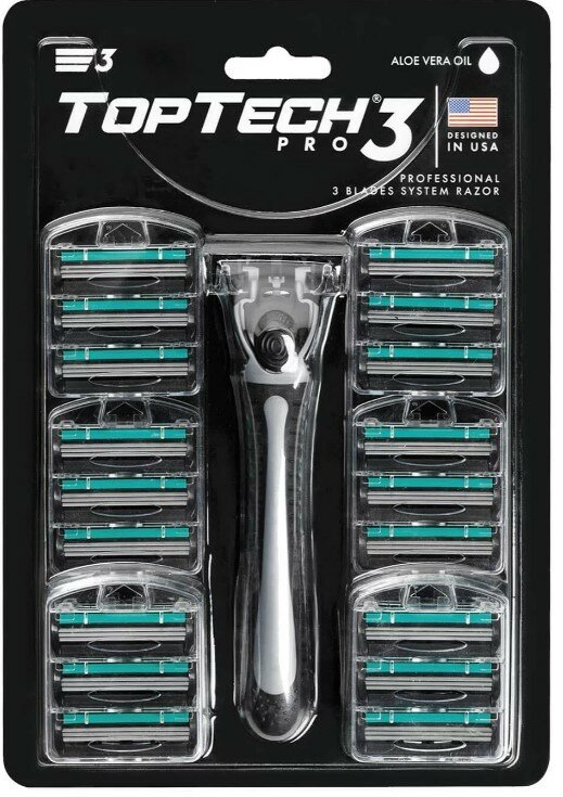 Бритвенный станок TopTech "Pro 3", мужской, 25 сменных кассет, совместимы с Gillette Blue 3 (RMP3-025)