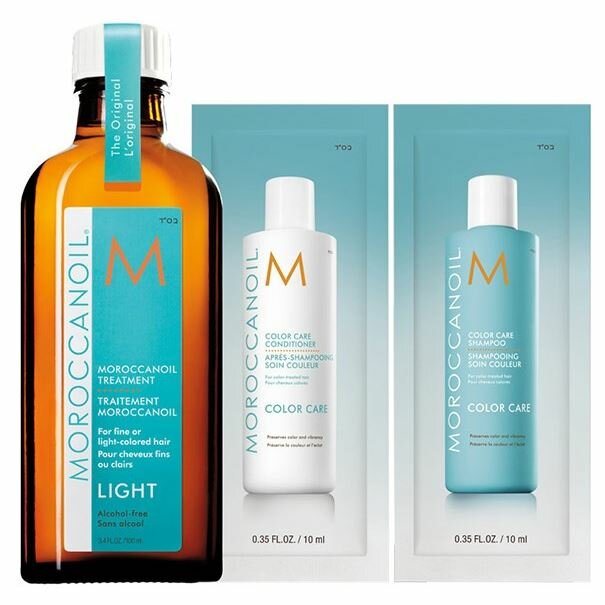 Шампунь Moroccanoil Moisture Repair Набор Light Oil Treatment + Color Care, Набор: масло восстанавливающее, шампунь, кондиционер, Набор