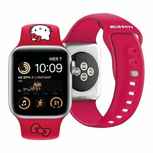 Hello Kitty для Apple Watch 41/40/38 mm ремешок Liquid silicone Kitty Head Red красный