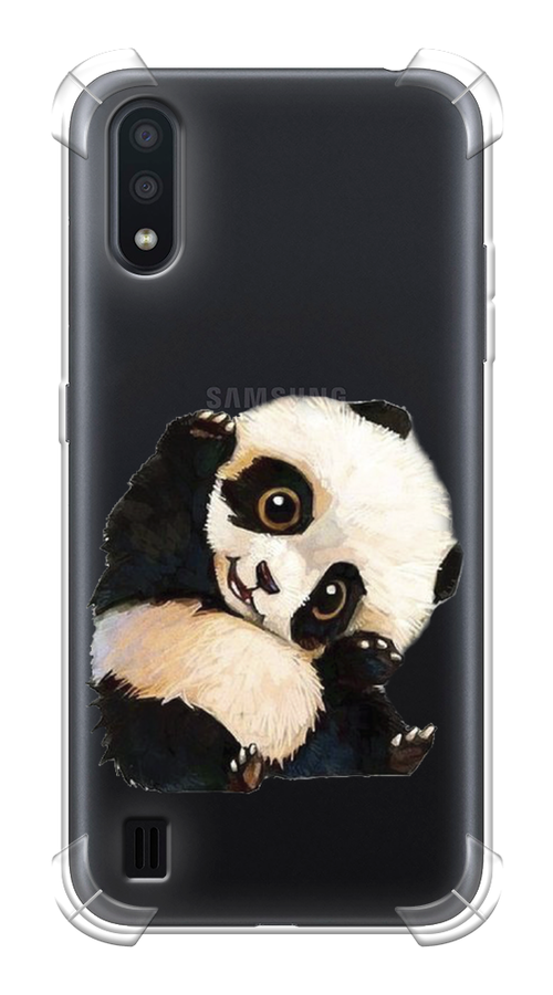 Противоударный силиконовый чехол на Samsung Galaxy A01 / Самсунг Гэлакси А01 с рисунком Большеглазая панда