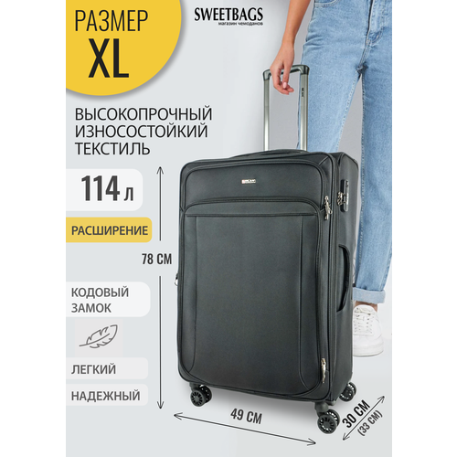 фото Чемодан , 114 л, размер xl, черный sweetbags