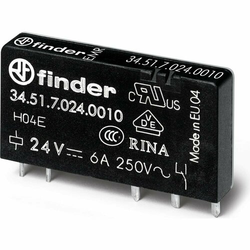 Finder, Ультратонкое реле; 1 CO конт. 6а ;= 5в чувст. пост. тока; - гермет, 345170050010 реле hk3ff dc5v shg 1 шт 5в пост 1 группа на переключение