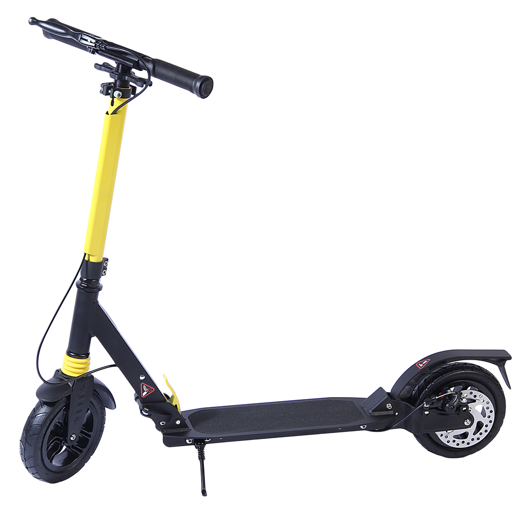 фото Самокат 2-х колесный (колесо 200мм) до 100кг алюминий ручной дисковый тормоз надувные колеса