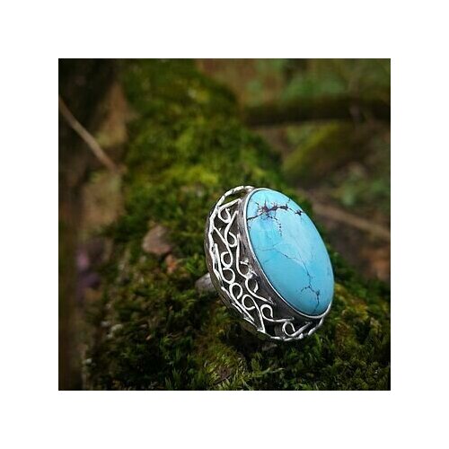 Перстень, серебро, 925 проба, бирюза, размер 19.5, голубой