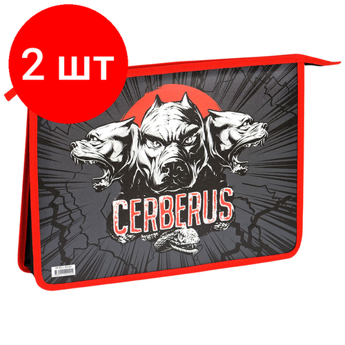 Комплект 2 шт, Папка для тетрадей 2 отделения А4 ArtSpace Cerberus, пластик, на молнии