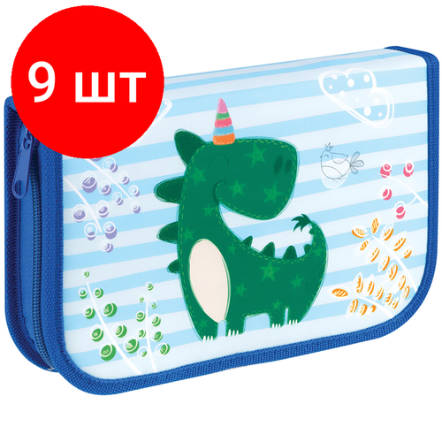 Комплект 9 шт Пенал 1 отделение 210130 Мульти-Пульти Dino две откидные секции ткань 4482₽