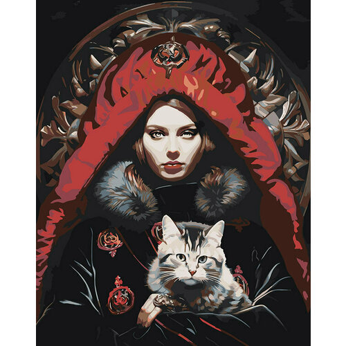 Картина по номерам на холсте Девушка-правитель с котом 40x50