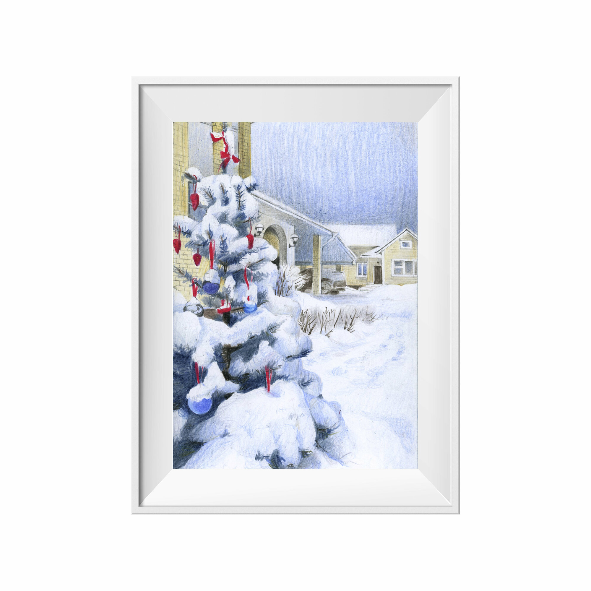 Новогодний постер "Снежный дворик"А6