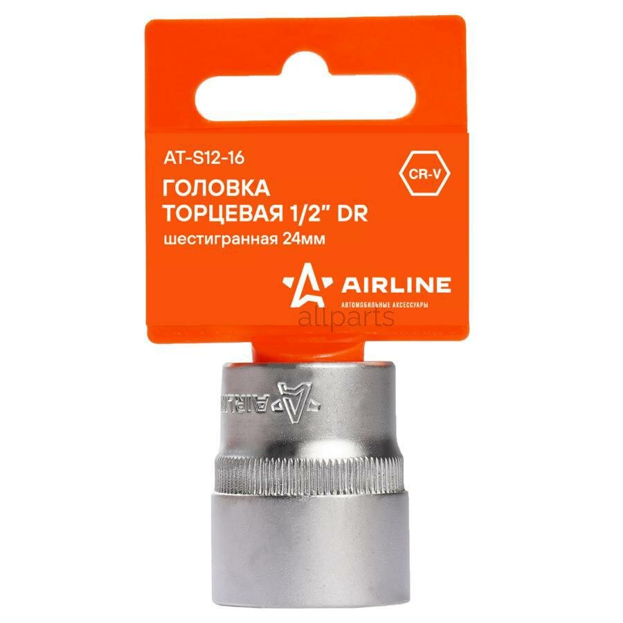 AIRLINE AT-S12-16 Головка торцевая 1/2 шестигранная 24мм пласт. подвес (AT-S12-16)