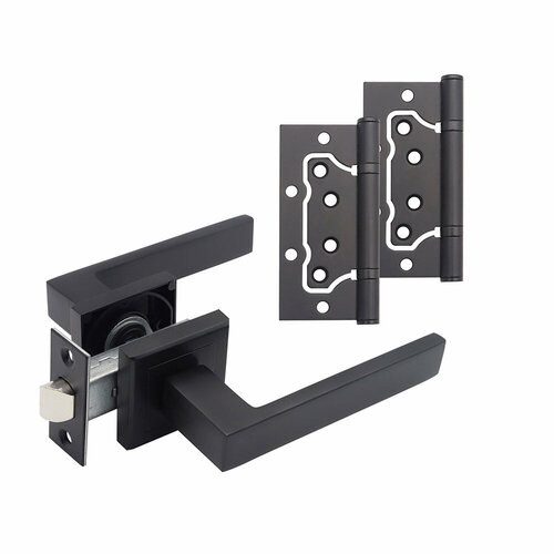 Комплект фурнитуры для двери Corsa Deco Clover с защелкой и петлями квадратная розетка черный 990307 2967₽