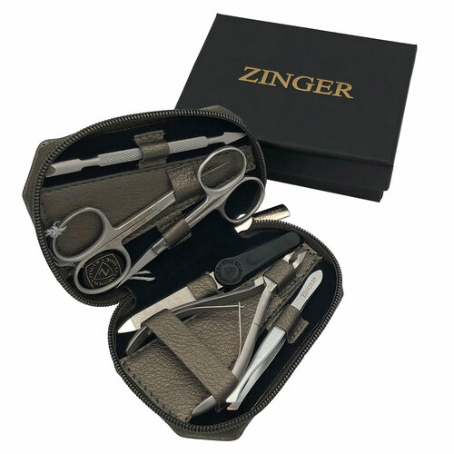 Маникюрный набор Zinger 7103, 6 предметов, серебристый/шампань