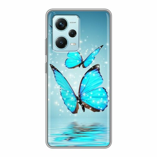 Дизайнерский силиконовый чехол для Редми Ноут 12 Про Плюс / Xiaomi RedMi Note 12 Pro Plus Бабочки голубые