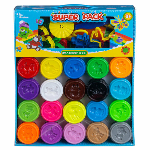 Набор теста для лепки в баночках с формочками в комплекте 20 шт