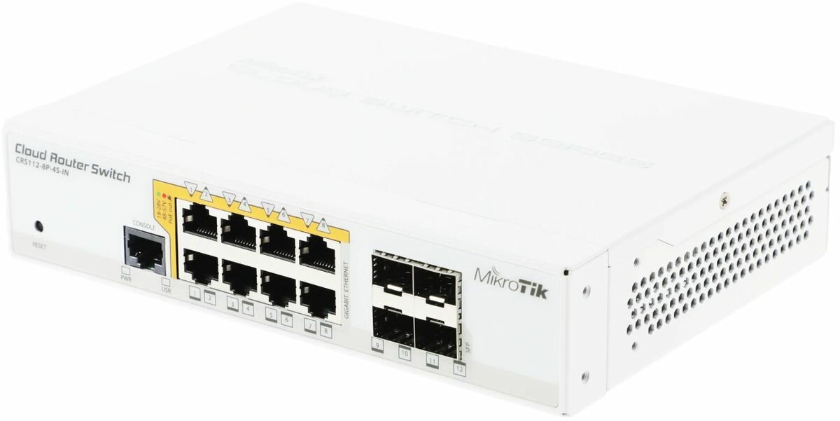 Коммутатор MIKROTIK CRS112-8P-4S-IN, управляемый