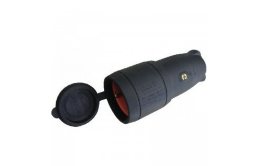 фото Кабельная розетка с крышкой с заземлением каучук BEM 10-008 (16A 250V IP55) Bemis