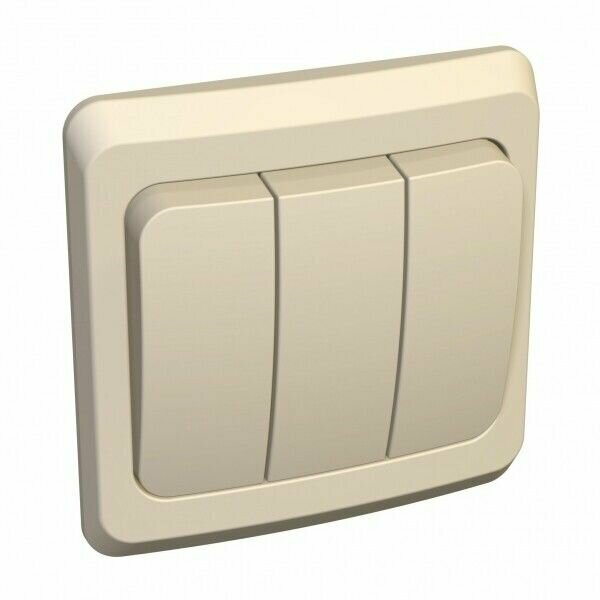 фото Выключатель трехклавишный / 3 клавишный скрытой установки 10А/250В слон. кость этюд