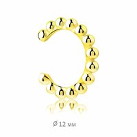 Оригинальная серьга каффа выполнена из серебра 925 пробы. Покрытие - желтое золото 585 пробы. Диаметр 12  ...