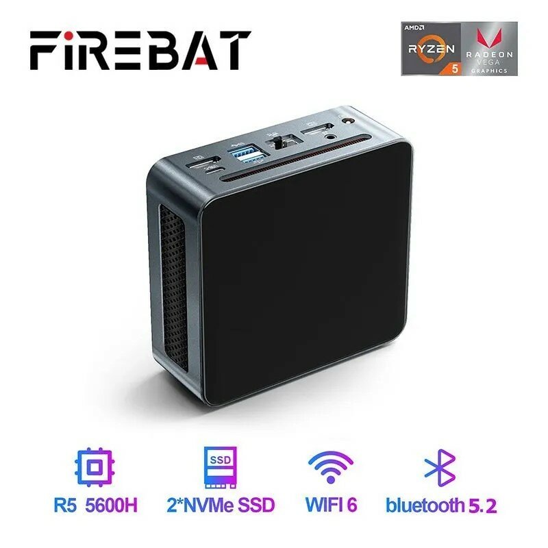 Мини-пк (неттоп) для игр/дома/работы FIREBAT AMD Ryzen 5 5600H / 16Gb DDR4 / M2 SSD 512Gb NVME / Windows 11 Home