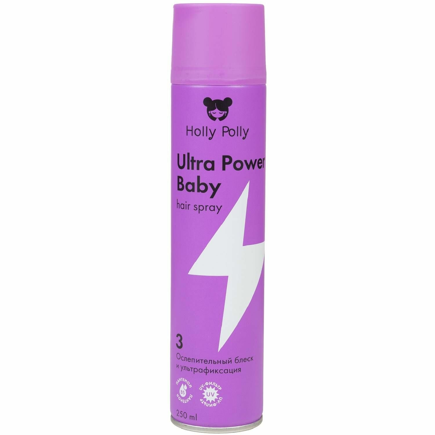 Holly Polly Лак для волос Ultra Power Baby Ослепительный блеск и ультрафиксация, 250 мл