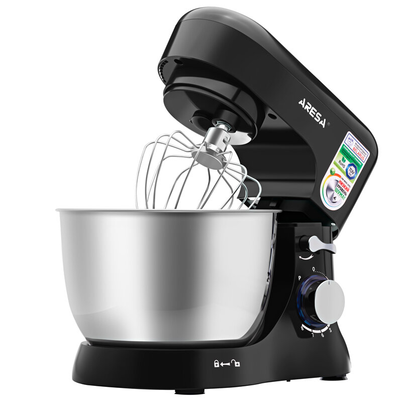 Миксер стационарный Aresa AR-1909 планетарный чёрный чаша нерж 4 л1000Вт8 скор