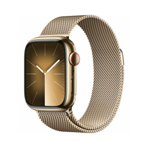 Apple Watch Series 9 41mm Gold Stainless Steel Case with Gold Milanese Loop (GPS + LTE)