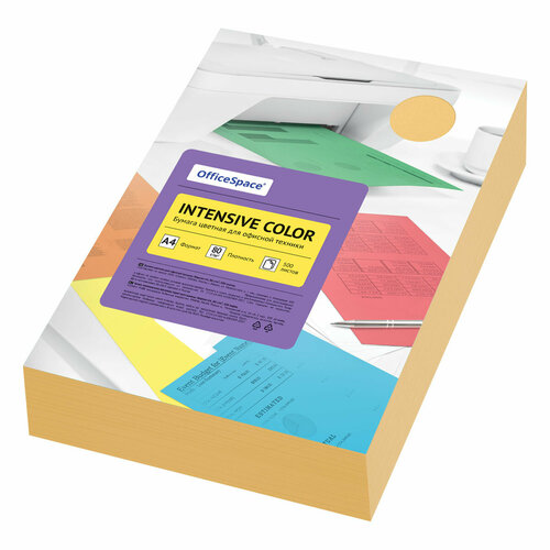 Бумага цветная OfficeSpace Intensive Color, А4, 80г/м2, 500л, (оранжевый) бумага data copy а4 марка а 80 г м2 500 листов